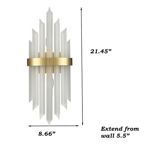 Modern Crystal Glass Wall Sconce Set Of 2 Gold Finish Bath Vanity Lights With Crystal Shade And Back Plate Wall Mount Luminaries