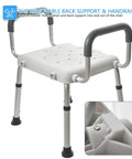 Shower Chair For Seniors With Wide Seat And Easy Assembly, Adjustable Height, Non Slip Bath Stool, Aluminum Frame, Supports Up To 330 Lbs