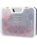 Raxmolo Heavy Duty Hole Saw Kit For Metal Wood And Plastic Drilling With 19 To 68mm Bi Metl Blades Including Multiple Sizes For Installing Locks And Knobs in case