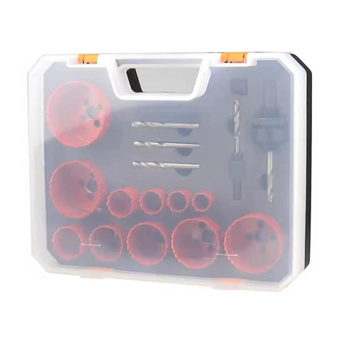 Raxmolo Heavy Duty Hole Saw Kit For Metal Wood And Plastic Drilling With 19 To 68mm Bi Metl Blades Including Multiple Sizes For Installing Locks And Knobs in case
