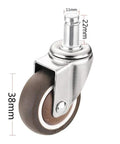Heavy Duty Swivel Rubber Caster Wheels Dead Quiet Furniture Roller Replacement Set Of Five M11 Threaded Stem 38mm diameter