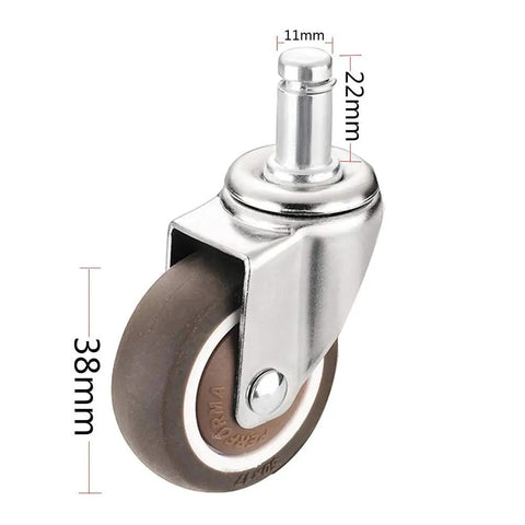 Heavy Duty Swivel Rubber Caster Wheels Dead Quiet Furniture Roller Replacement Set Of Five M11 Threaded Stem 38mm diameter