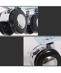 Close-up of Rock Solid Four Pack Office Chair Casters Featuring Silent Rubber Wheels And Bulletproof Zinc Alloy Bases for smooth rolling.
