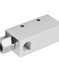 Side view of CV-25HS vacuum generator block, aluminum housing with Rp1/4 thread port and 1.5 mm nozzle
