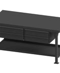 Extra Heavy Duty Steel Workbench With Four Deep Drawers And Reinforced Three Sixteenth Inch Top, Seventy Two By Thirty Six Inch Garage Tool Station, Gray Textured Finish, Ships Fully Assembled, Built Like A Tank, side view