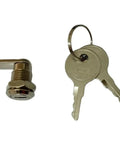 Cam Lock For Distribution Mini Box And Tin Trunk File Locks Nickel Plated shown with two matching keys