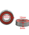 Two Pack Double Sealed Deep Groove Ball Bearing 12mm By 28mm By 8mm 6001RS High Speed Low Friction Automotive Grade Bearings shielded