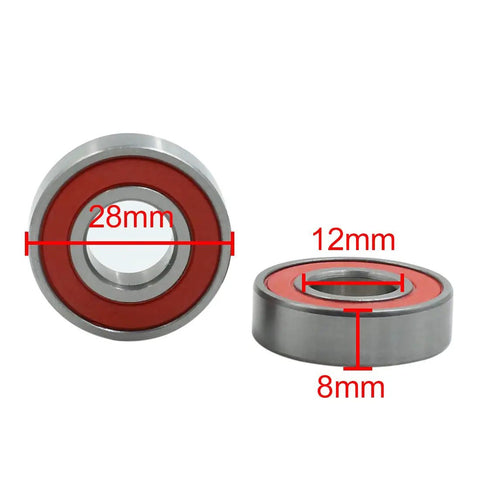 Two Pack Double Sealed Deep Groove Ball Bearing 12mm By 28mm By 8mm 6001RS High Speed Low Friction Automotive Grade Bearings shielded