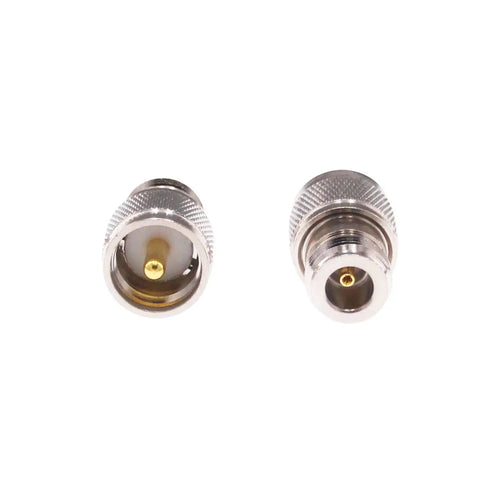 2 Pack UHF PL259 Male To N Type Female RF Coax Adapters 50 Ohm Copper Nickel Plated Connectors shown from front view