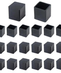 20 Piece Square Rubber Chair Leg Caps Black, 3/4in size, heavy duty protectors for wood surfaces against scratches.