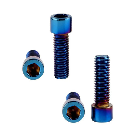M8x20mm Allen Bolts Set Stainless Steel Hex Bolts in Burnt Blue Titanium Finish for bikes, motorcycles, and cars, 4 pack