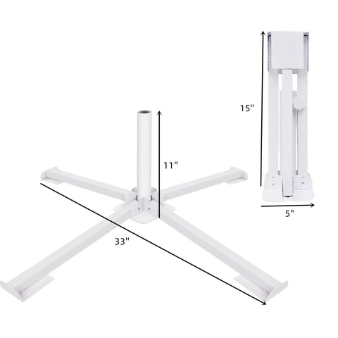 Adjustable Portable Foldable Beach Anchor Base for Outdoor Sunshade Stand and Patio Umbrella, white, extended and folded view