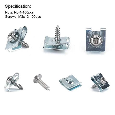 Manganese Steel Self Tapping Screws Kit For Motor Vehicles, 200 Pieces, Zinc Coated Rust Resistant Fixings, assorted screws and nuts