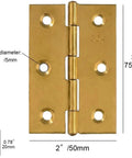 Four Pack Gold Door Hinges 3 Inch Stainless Steel Butt Hinges with measurement details and screw included