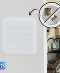 No Sweat Easy Patch Wall Repair Access Panel Instantly Conceals Drywall Holes Up To 7 5 Inches on white wall with kitchen background.