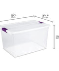 Heavy Duty Clear Plastic Storage Totes With Secure Snap Lock Lids 6 Pack 64 Quart Plus 6 Pack 66 Quart Stackable Bins 16.6in wide