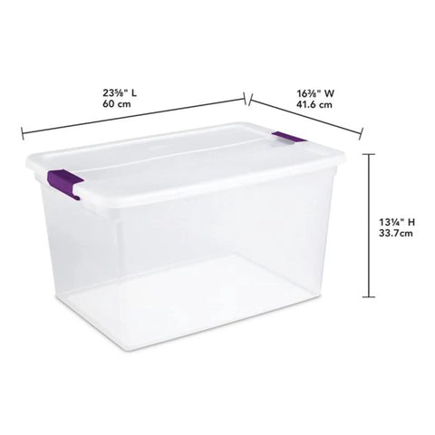 Heavy Duty Clear Plastic Storage Totes With Secure Snap Lock Lids 6 Pack 64 Quart Plus 6 Pack 66 Quart Stackable Bins 16.6in wide