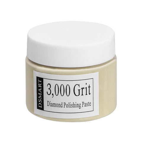 Pro Grade 3000 Grit Diamond Polishing Paste, 50G With 25% Diamond Powder (3-6 Micron) in a beige jar with white lid.