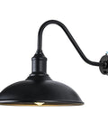 Dusk To Dawn Exterior Farmhouse Barn Light 18 Inch Diameter Gooseneck Fixture For House Garage Porch Anti Ponding Bottom Weather Resistant Black Outdoor Lighting With Photocell Sensor For Energy Saving, side view