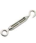 Premium 304 Stainless Steel Turnbuckle Wire Rope Tensioner With Eye Screw Hook Rigging Hardware, M4 to M8 sizes, for clothesline projects.