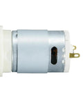 12V Automatic Electric Diaphragm Water Pressure Pump motor side profile, showing metal casing and electrical connections.