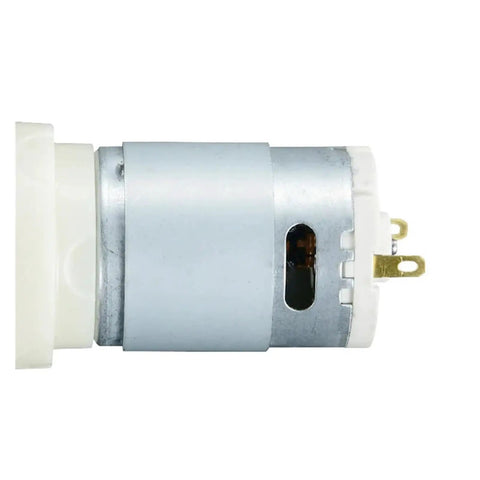 12V Automatic Electric Diaphragm Water Pressure Pump motor side profile, showing metal casing and electrical connections.