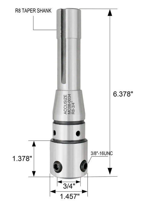 R8 To Three Quarter Inch Weldon Shank Arbor Adapter For Milling Machines With Bridgeport Style Compatibility And Annular Cutter Use