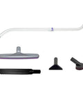 Xover 5-Piece Multi-Surface Vacuum Tool Kit With 14 Inch Floor Tool And Telescoping Wand, shown with attachments