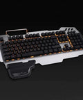 Slick Gaming Keyboard And Mouse Combo With Vivid Backlight And Snappy Mechanical Feel Plug And Play USB Wired Pair for Home or Work Setup featuring Flexible Floating Keys, metal and keys design.
