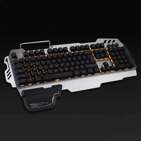 Slick Gaming Keyboard And Mouse Combo With Vivid Backlight And Snappy Mechanical Feel Plug And Play USB Wired Pair for Home or Work Setup featuring Flexible Floating Keys, metal and keys design.