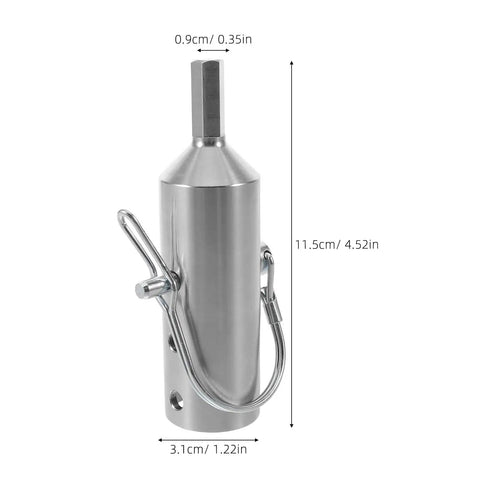 Heavy Duty Steel Trailer Jack Drill Adapter Converts Your Everyday Power Tool Into A Dependable Rv Crank Driver, shown with dimensions.