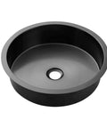 Top Notch Rust Resistant Stainless Steel Round Vessel Basin 15 6 Inch Slick Matte Black Finish heavy duty sink closeup view
