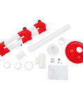 Portable Soldering Smoke Extractor Fume Hood With Heavy Duty Aluminum Alloy Build, includes red and white components for assembly.