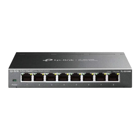Front view of 8 Port Gigabit Ethernet Switch With No Fuss Setup And Easy Smart Management For Desktop Or Wall Mount Plug And Play