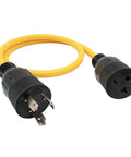 Twist Lock L6-20P To NEMA 6-20R 6-15R Adapter Power Cord, 3 Ft, 12 AWG Copper, yellow SJTW jacket, 20A UL Listed