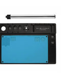 Naturally Rock Solid Microscope Stand With Tight Grip Stainless Steel Bracket And Beefy Aluminum Alloy Phone Repair Workpad Black Pro Level Tech Rig Platform with blue anti-slip mat and measuring arm.