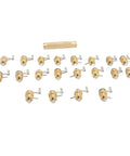 Pro Grade Brass Watch Winder Set For Precision Mainspring Winding, 20 Included, shown with winders and handle.