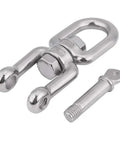 Heavy Duty 304 Stainless Steel Swivel Circle Snap Rolling Shackle 10mm Size with attached pin for secure truck hauling.