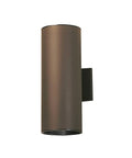 Outdoor Cylinder Wall Mount Sconce With Up And Down Lighting In White Finish, 2 Light Exterior Fixture showing side view