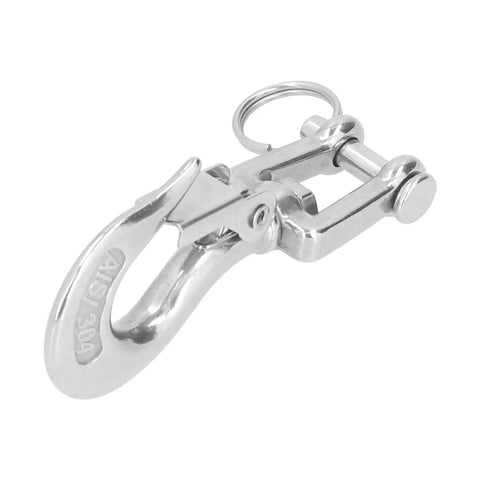 Heavy Duty Lifting Clevis Chain Hook Set showcasing a 304 stainless steel hook with safety latch, ideal for cranes and hoists.