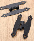 Two Pack Antique Black H Hinges For Cabinets And Boxes, Vintage Style Zinc Alloy With Screws, Rustic Home Decor