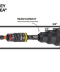Flip Socket Conduit Reamer Driver 3-In-1 Impact Tool With Quick-Connect Cushion-Grip Handle And Magnetic Bit Holder, reaming sizes