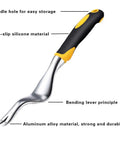 Durable 11.4 Inch Weed Puller Tool For Easy Hand Weeding In Garden And Lawn, aluminum alloy rust-resistant body, bright yellow handle with hanging hole and non-slip grip, ideal transplantation aid and gift for gardeners