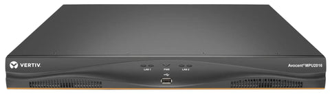 Built Tough 16 Port KVM Over IP Switch With Dual AC Power And TAA Compliance front view showcasing connectivity ports and design.