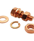 Top Shelf T2 Pure Copper Hex Bolt Kit With Nuts And Washers Heavy Duty Conductive Fastener Built Different For Electrical Grounding No Sweat Setup Ready To Get After It Today showing copper bolt, nut, and washers.
