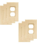 Unfinished Birch Wood Square 1-Gang Wall Plate 6-Pack Outlet Covers For Duplex Outlets, displayed in two stacks.