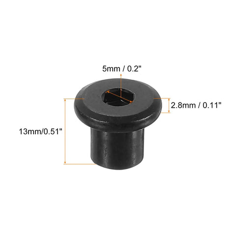 Rugged M8 T Nuts Black Carbon Steel Insert Tee Fasteners for Furniture Build shown with dimensions and detailed view.
