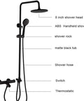 UMJIGF Bathroom Shower System Thermostatic Shower Mixer Set with Adjustable Shower Rail, Wall Mounted Shower Column with Rain Overhead Shower, Bathtub Faucet with 8 inch shower head.