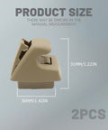 Side view of beige 2 Pack Sun Visor Clips For Cars And Trucks, Durable ABS Visor Retainer Clips with measurements.