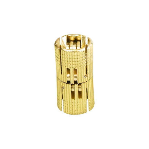 Close-up of Concealed Barrel Hinges 2 Pack Gold Copper Finish For Cabinet Doors Fits 8mm To 18mm Door Thickness 12mm Common Ultra Low Profile